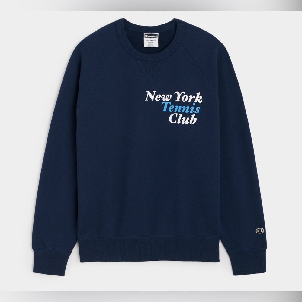 CHAMPION NEW YORK TENNIS CLUB CREWNECK SWEATSHIRT IN CLASSIC NAVY